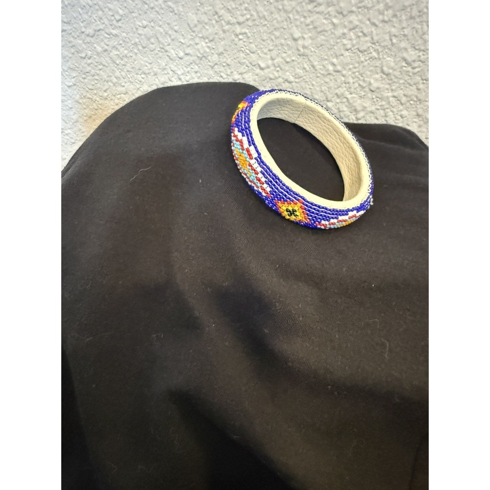 Southwest Style Glass Seed Bead Beaded Multi Color Stackable leather Bracelet